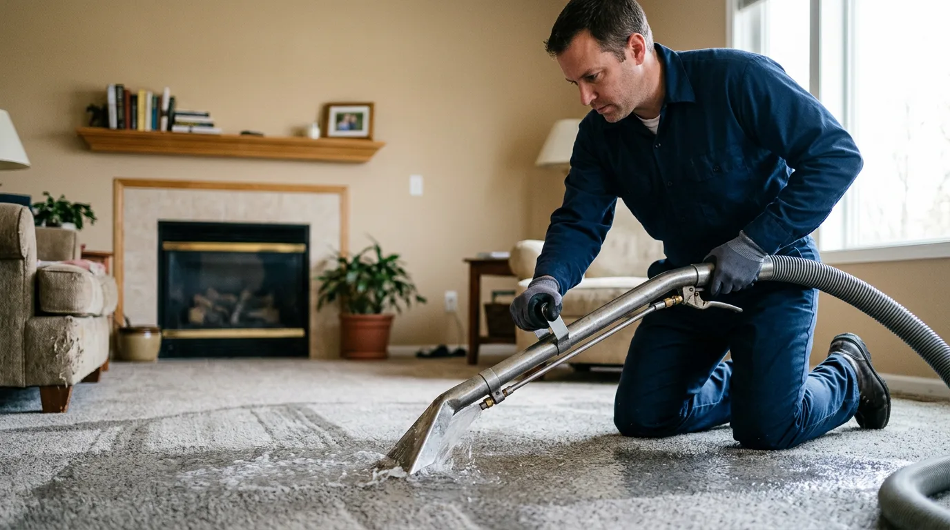 Water damage restoration technician working near Frenchtown, NJ